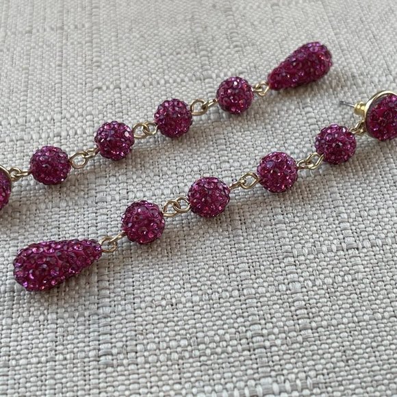 Valentine’s Gift Women Earring Deep Pink Drop Down Ear Jewelry - Picture 11 of 12